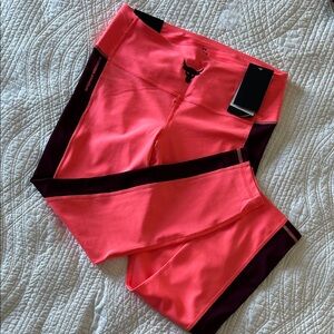 Under Armour Coral and Maroon Compression Ankle-length Leggings